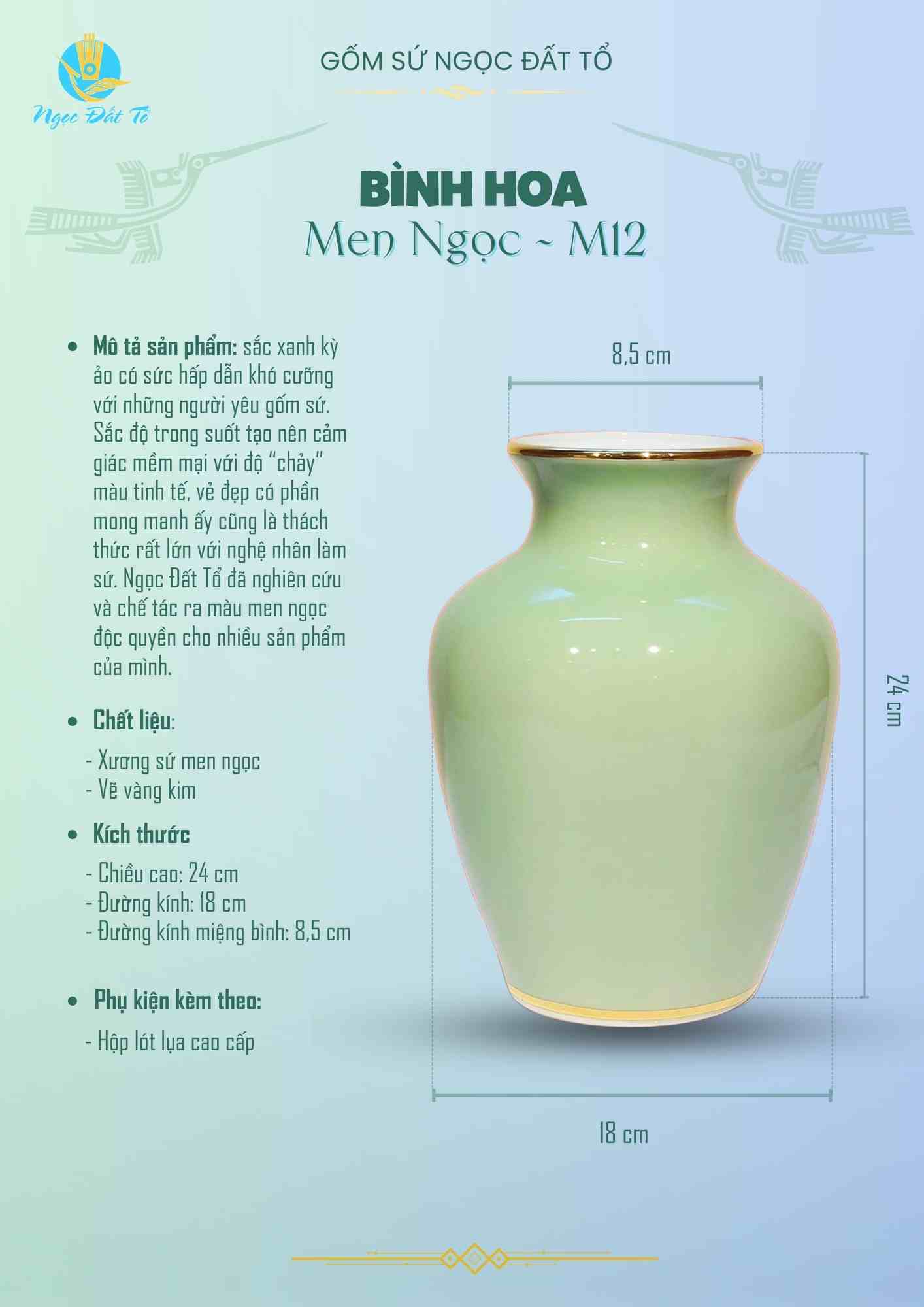 M12 men ngọc viền vàng kim