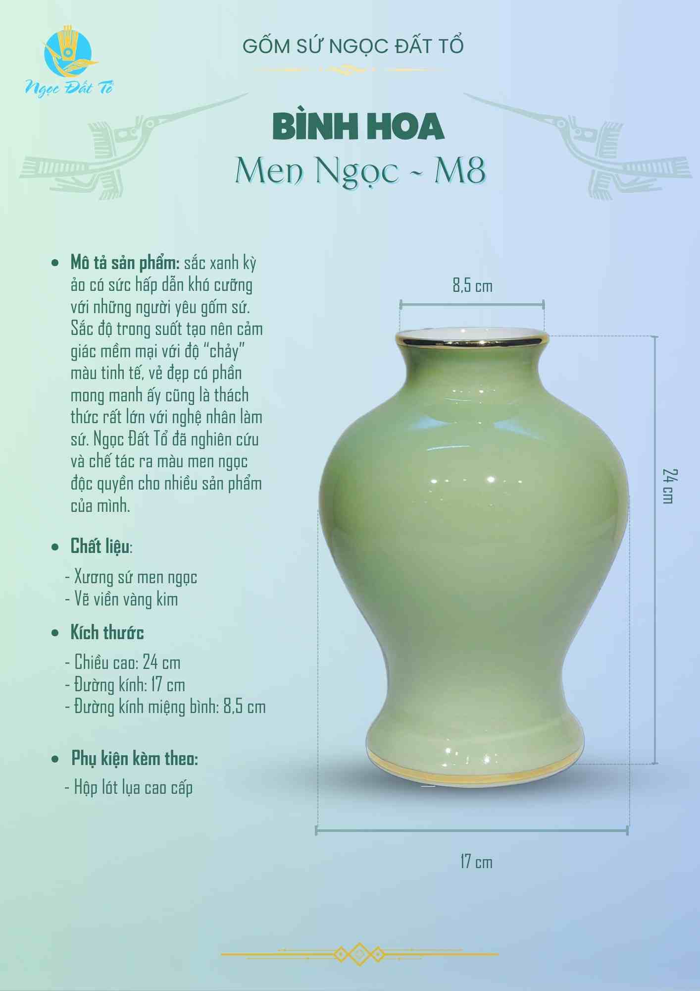 M8 men ngọc viền vàng kim