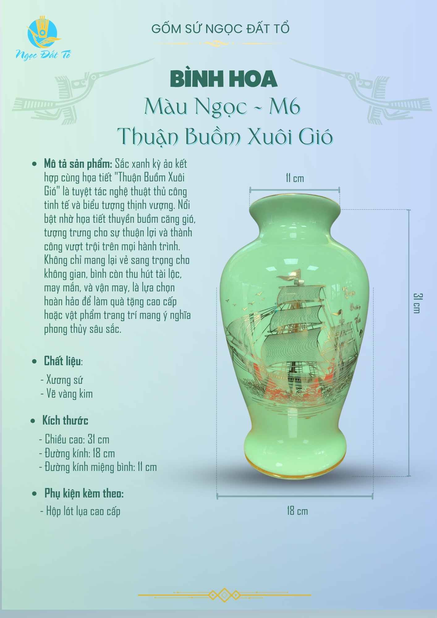 Bình hoa M6 Thuận Buồm Xuôi Gió