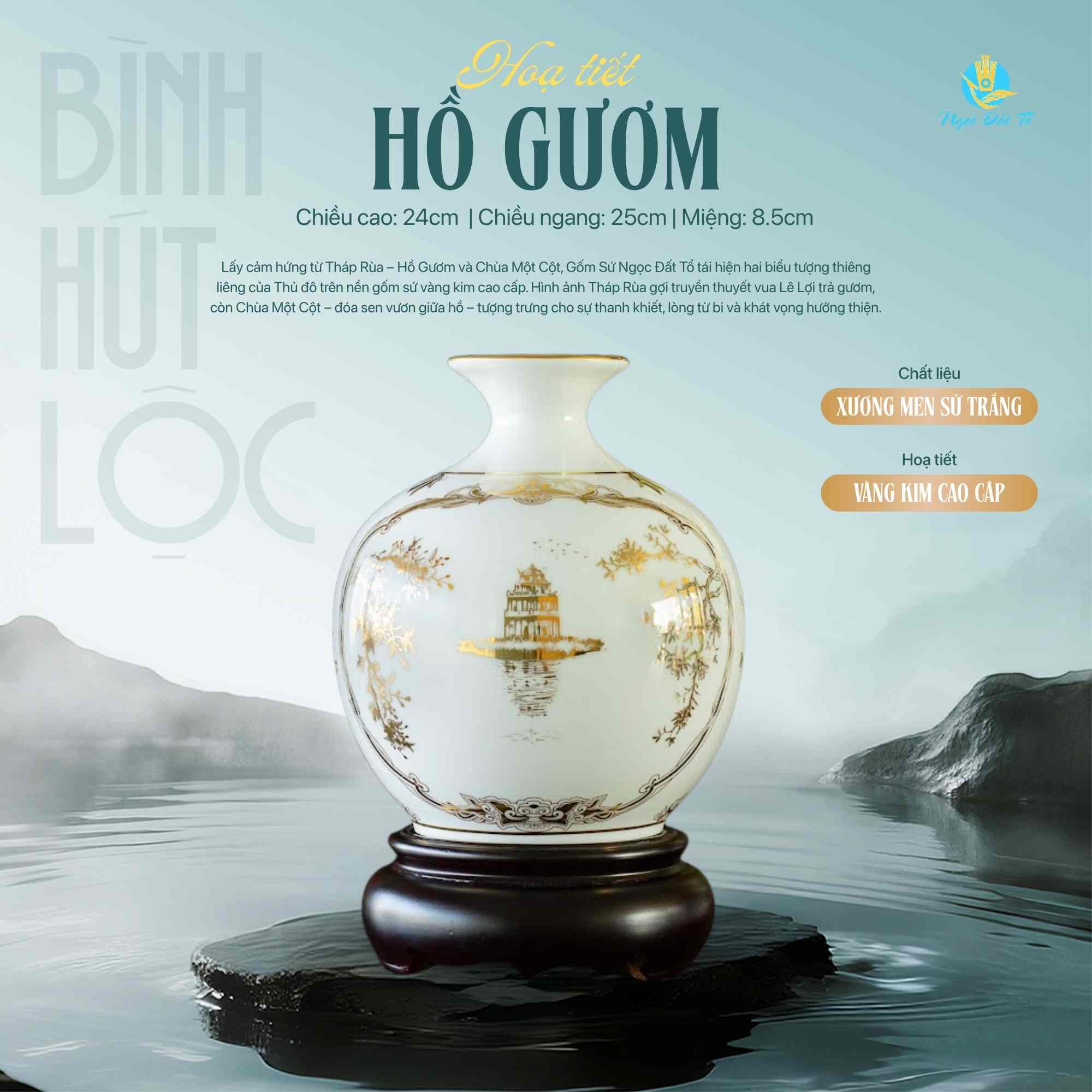 Bình Hút Lộc Họa Tiết Hồ Gươm & Chùa Một Cột