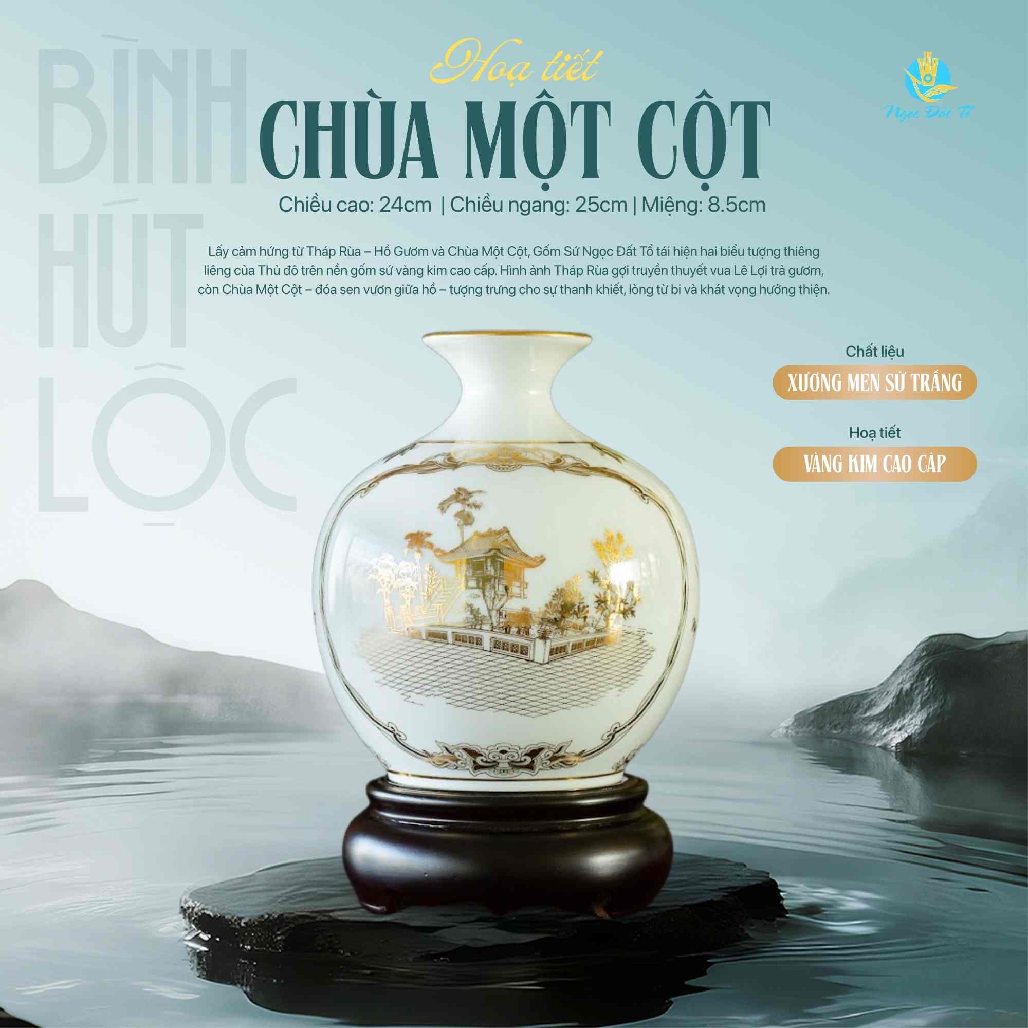 Bình Hút Lộc Họa Tiết Hồ Gươm & Chùa Một Cột