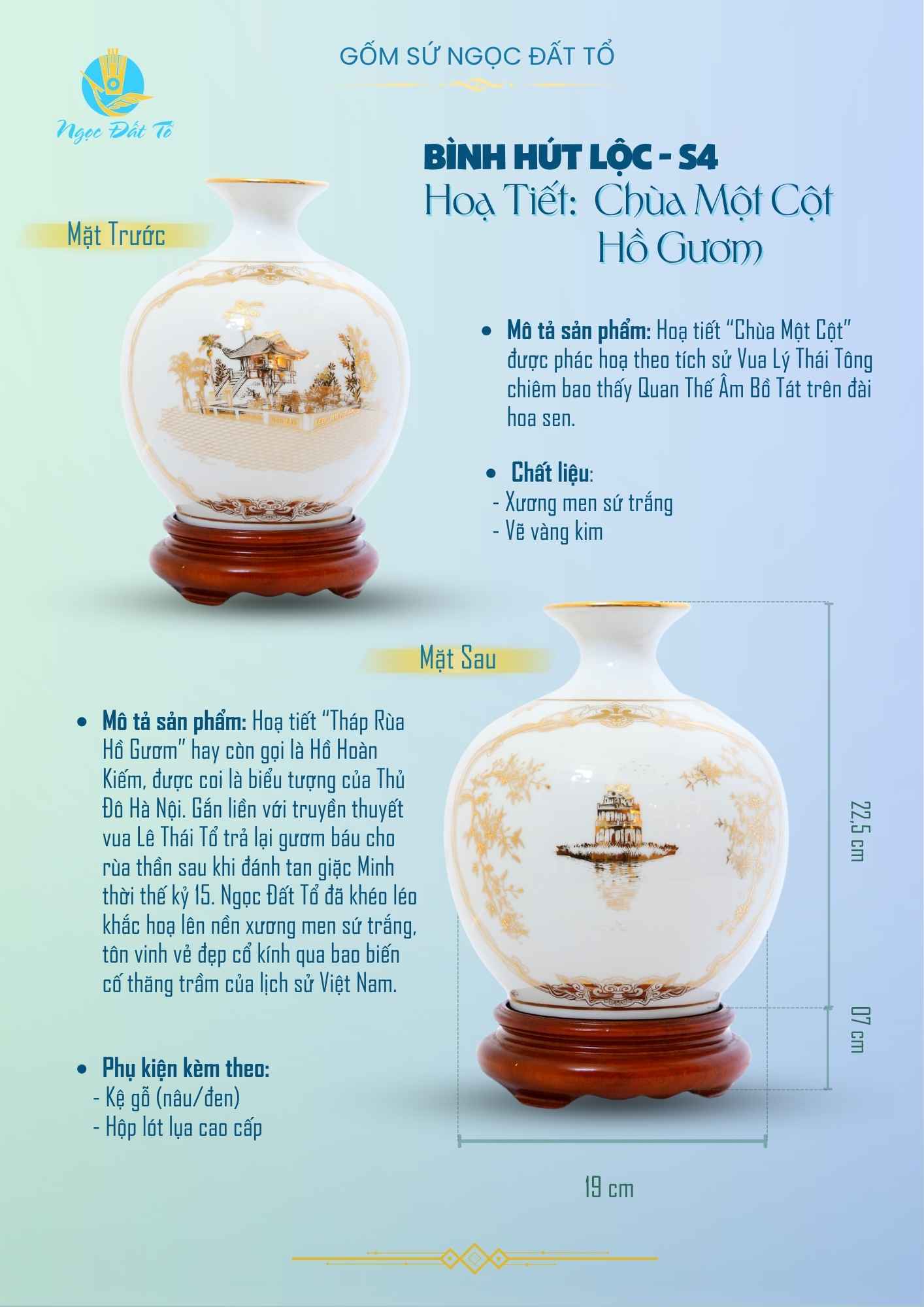 Bình Hút Lộc Họa Tiết Hồ Gươm & Chùa Một Cột