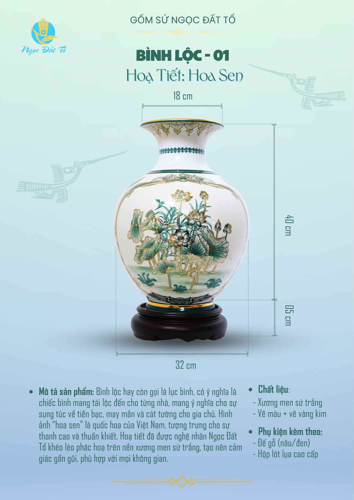 Bình Lộc Họa Tiết Hoa Sen