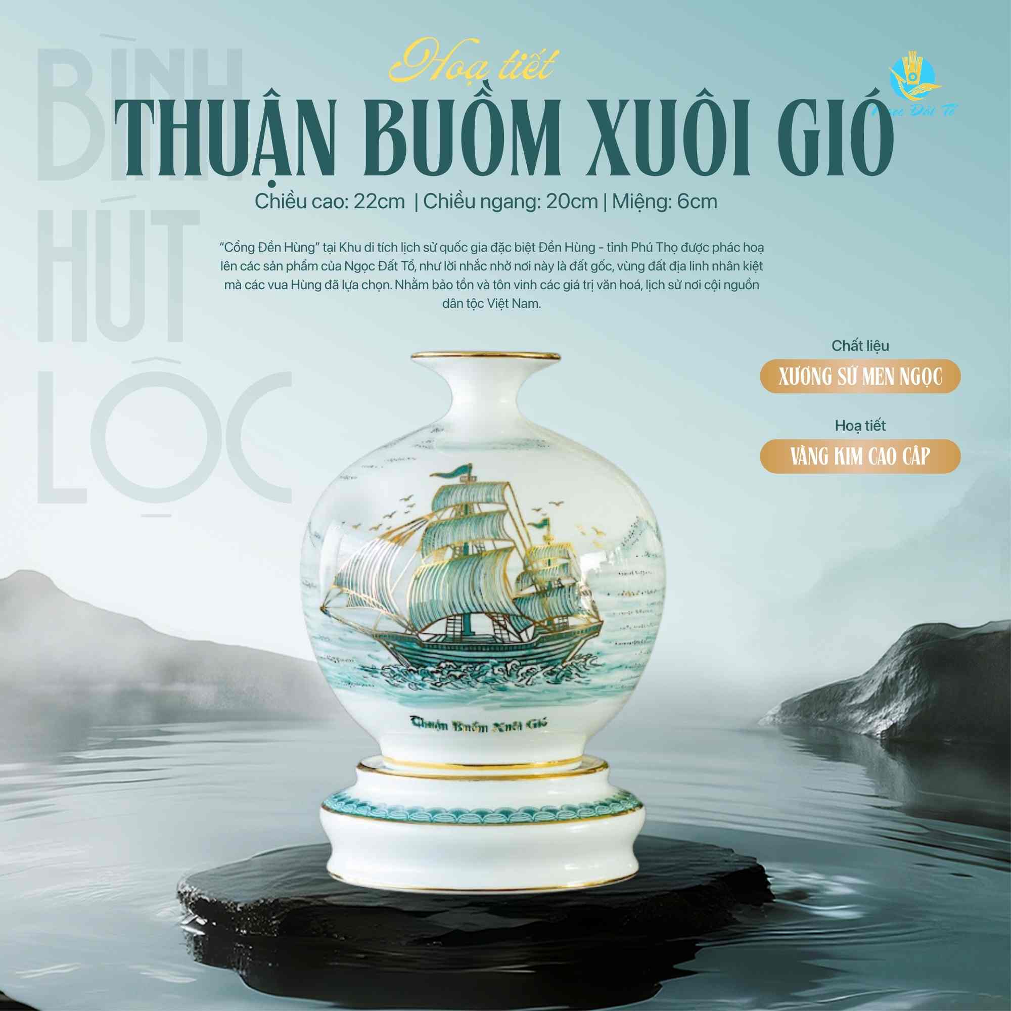 Bình hút lộc 268s2 Thuận Buồm Xuôi Gió vẽ màu vẽ vàng kim