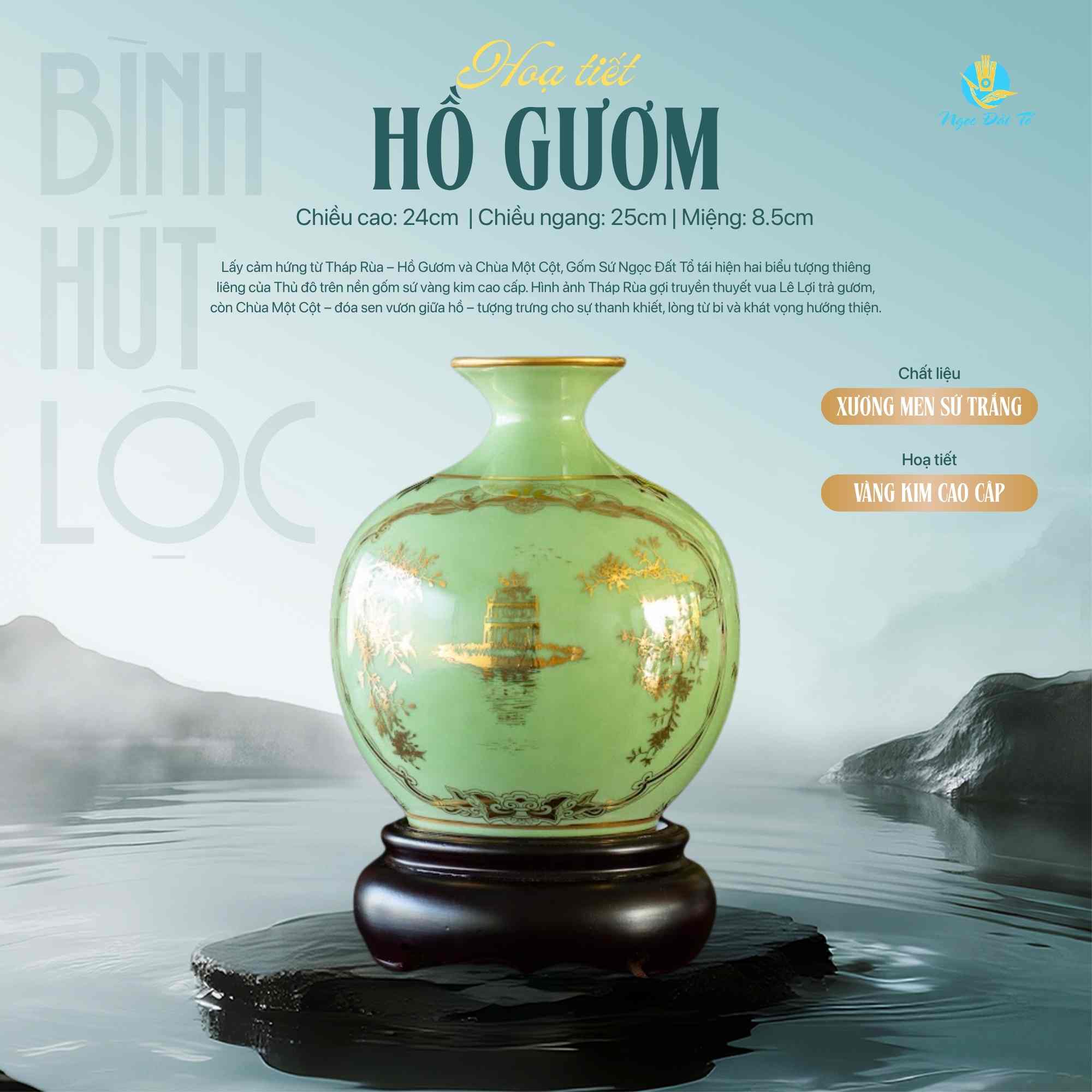 Bình Hút Lộc Họa Tiết Hồ Gươm & Chùa Một Cột