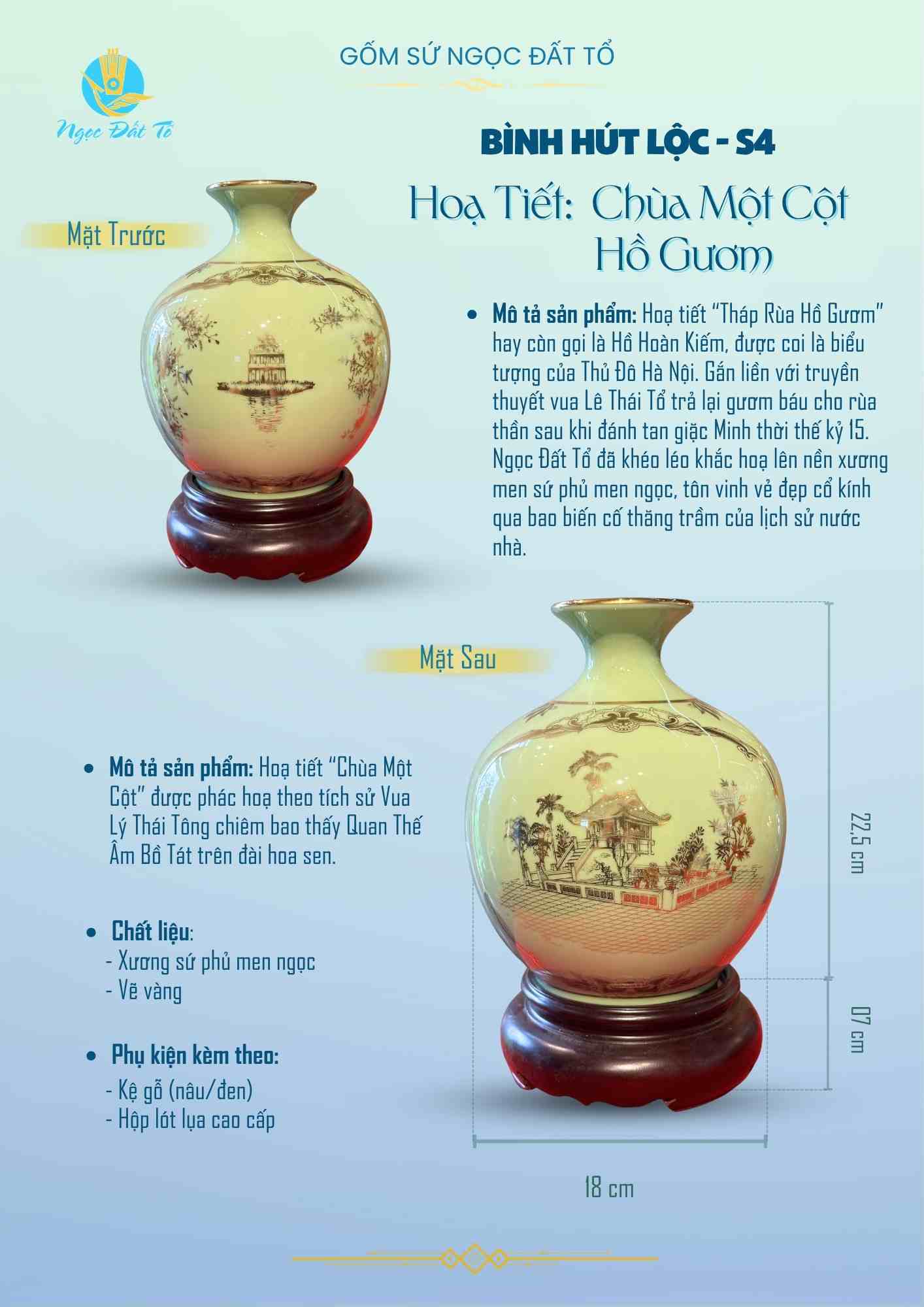 Bình Hút Lộc Họa Tiết Hồ Gươm & Chùa Một Cột