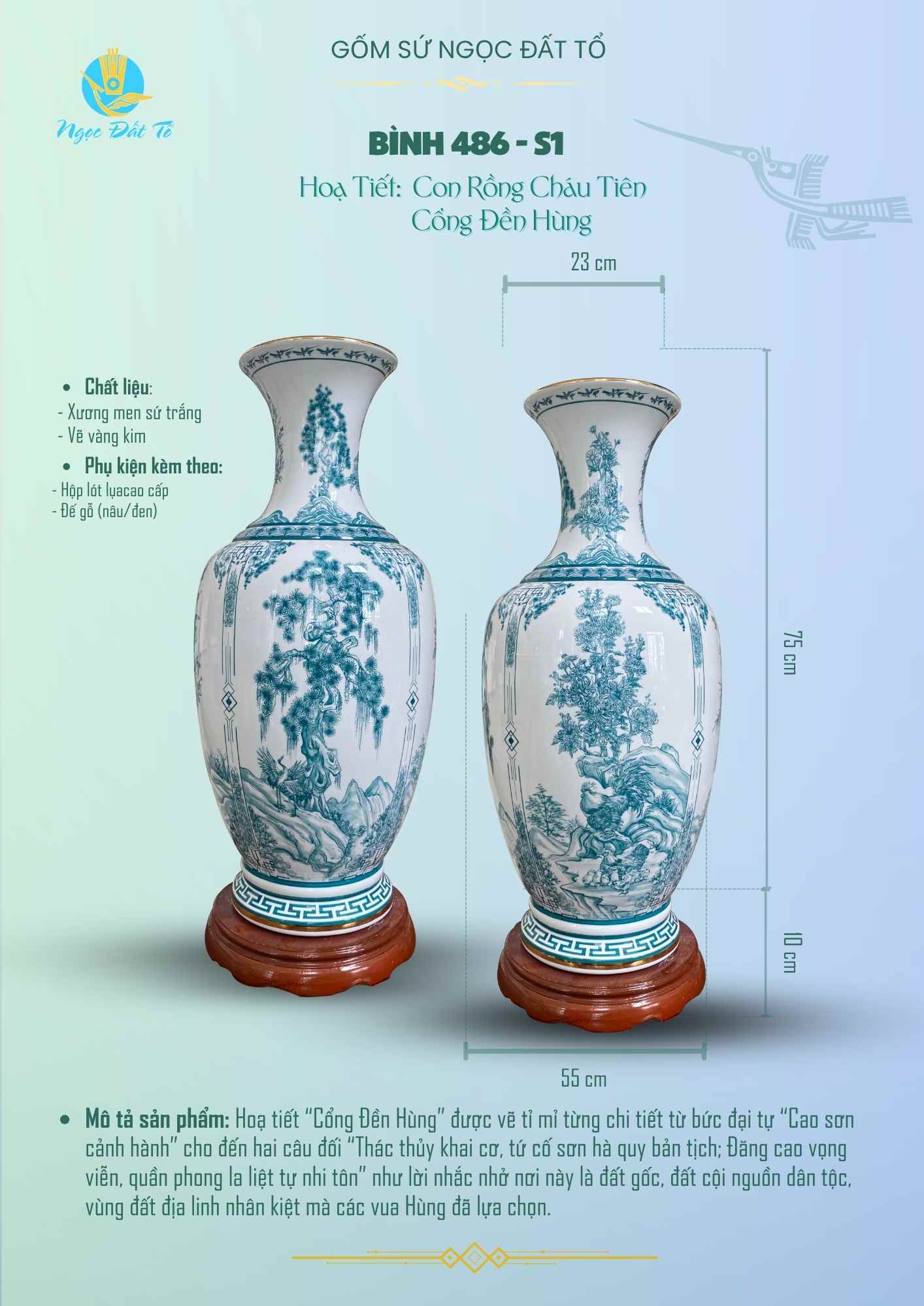 Lục bình họa tiết Tứ Quý