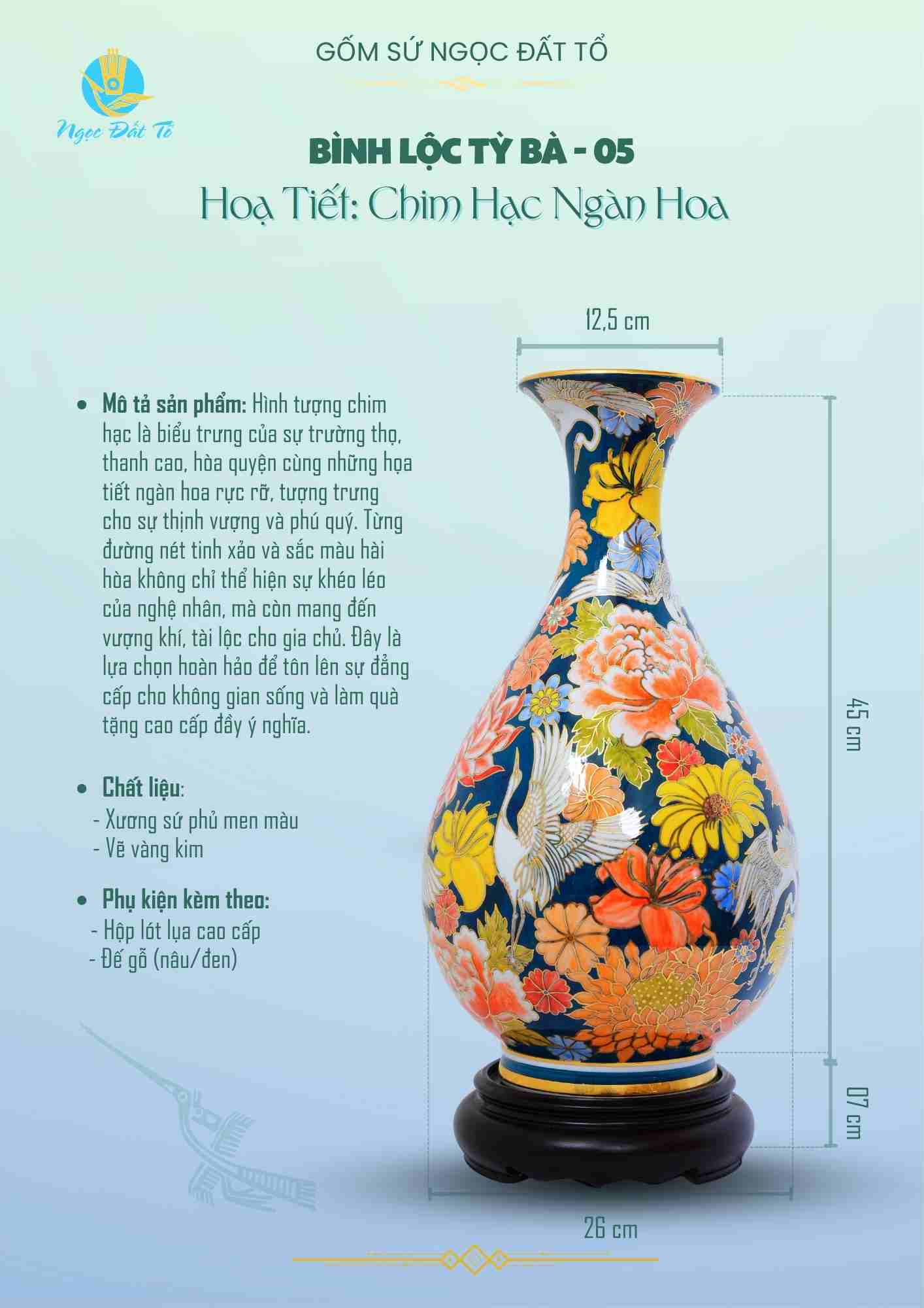 Tỳ bà Chim Hạc Đa sắc vàng kim