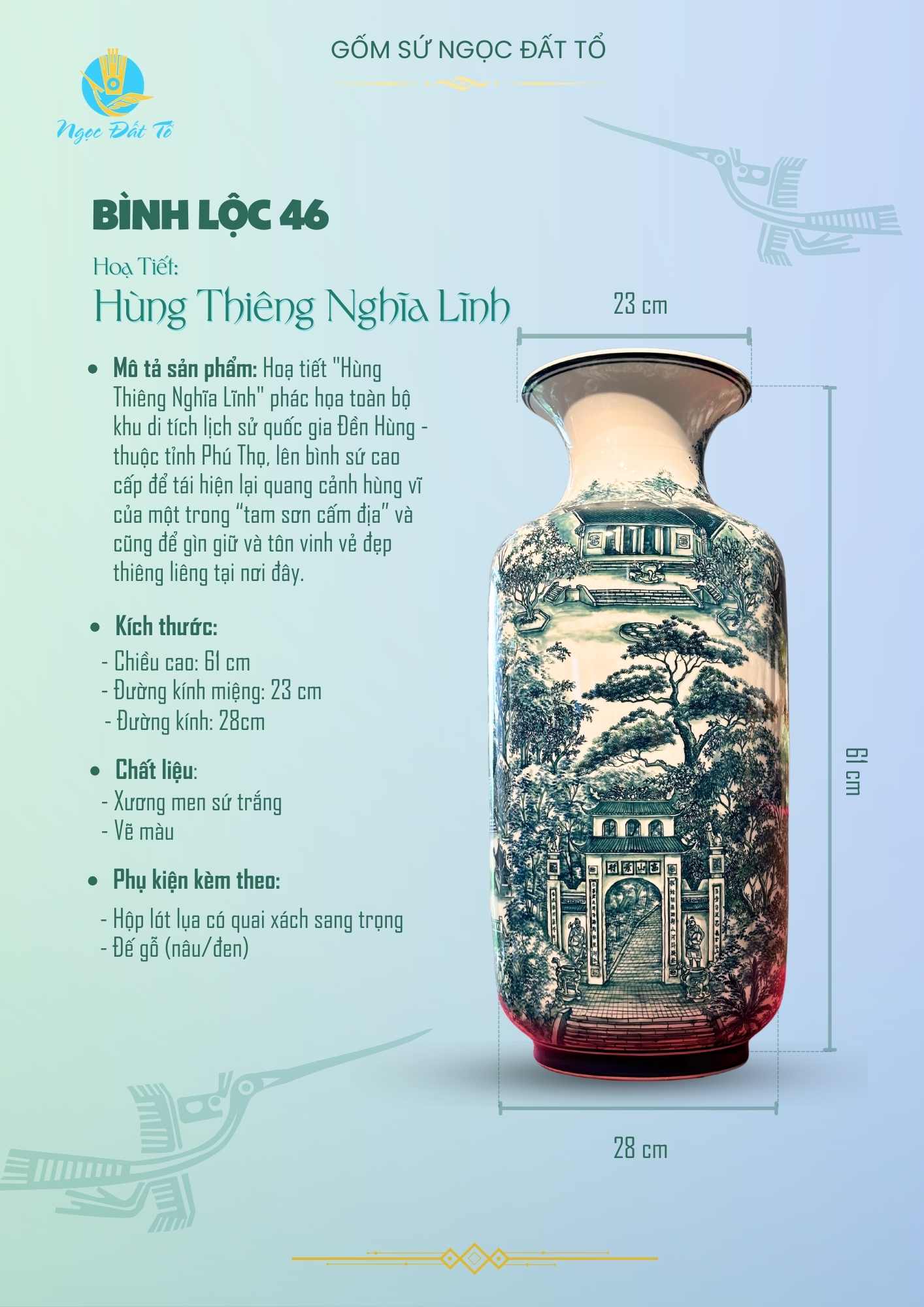 Lộc bình 46 Hùng Thiêng Nghĩa Lĩnh vẽ màu