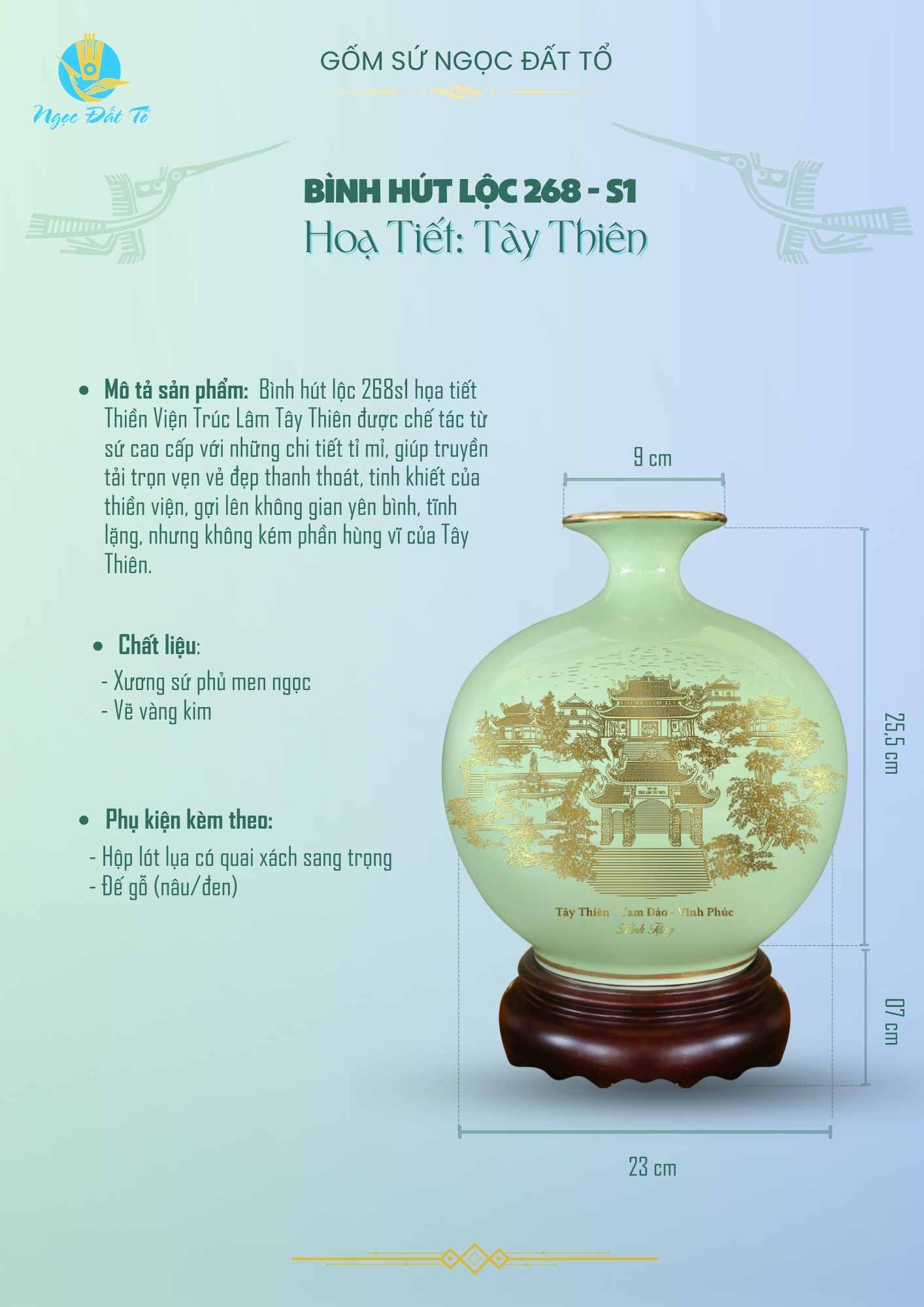 Bình hút lộc họa tiết Tây Thiên