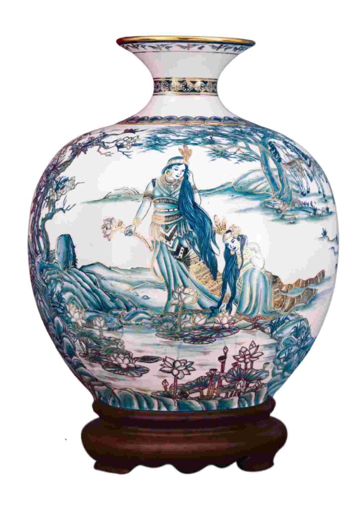 Bình hút lộc Giếng Ngọc Tiên Cô vẽ vàng kim