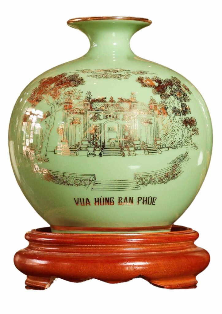 Bình Hút Lộc Men Ngọc hoạ tiết vàng kim - 268s3