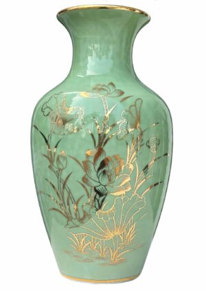 M15 - Bình Hoa Ngọc Thạch Vân Hoạ Tiết Hoa Sen Vàng Kim