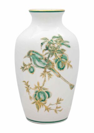 M2 Sứ trắng Chim muông hoa lá vẽ vàng kim