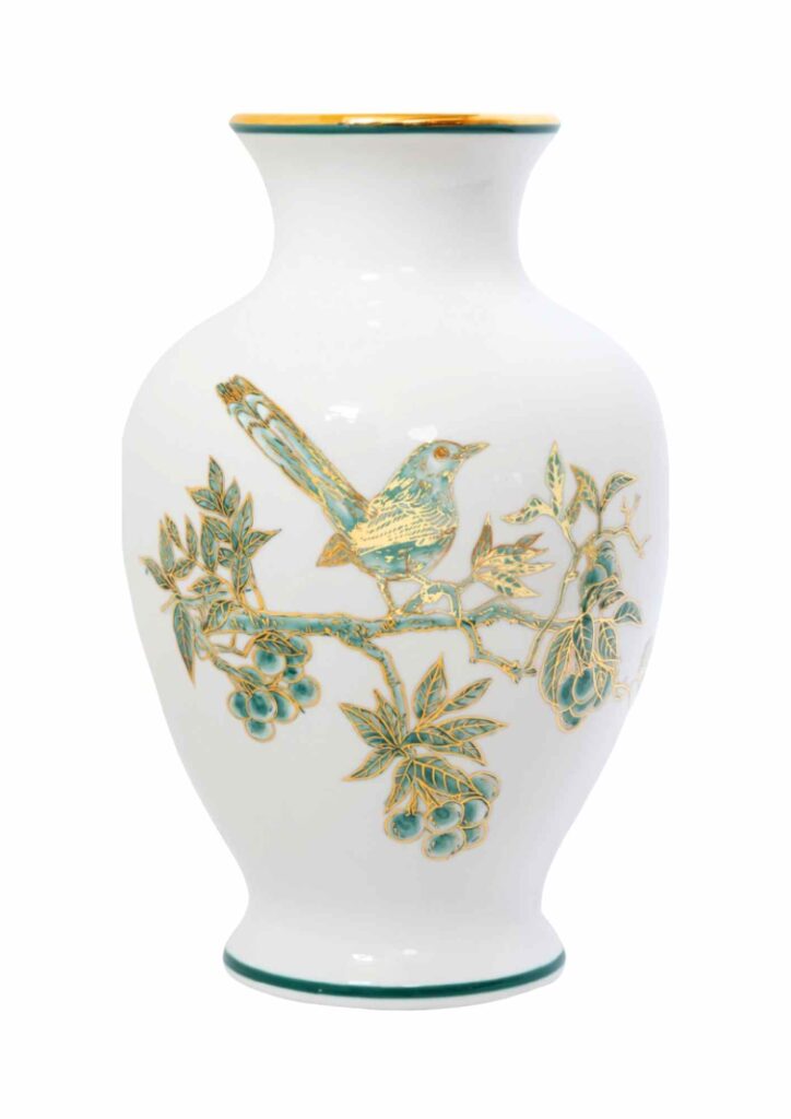 M7 - Bình Hoa Sứ Trắng Hoạ Tiết Chim muông hoa lá