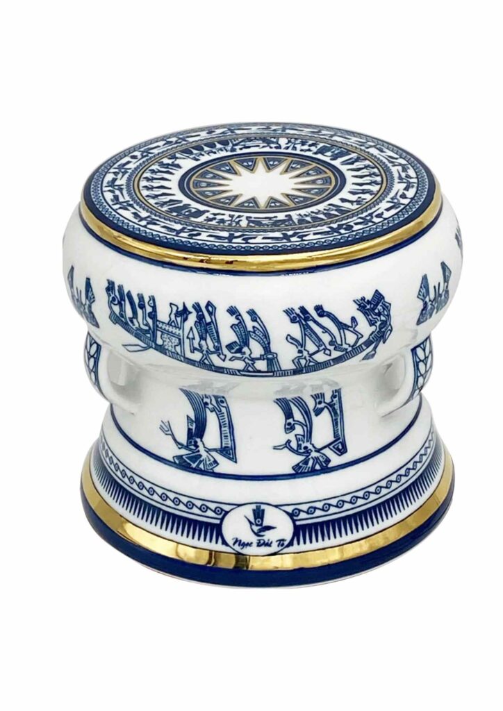 Trống Sứ Ngọc Đất Tổ - Vẽ Vàng Kim 24k