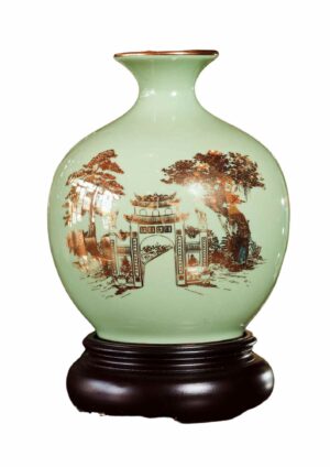 Bình Hút Lộc Men Ngọc hoạ tiết vàng kim - S4