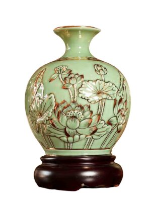 Bình hút lộc Zn3 men ngọc nổi vẽ vàng kim