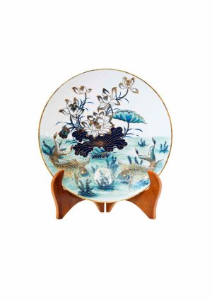 Đĩa Họa Tiết Lý Ngư Vọng Nguyệt