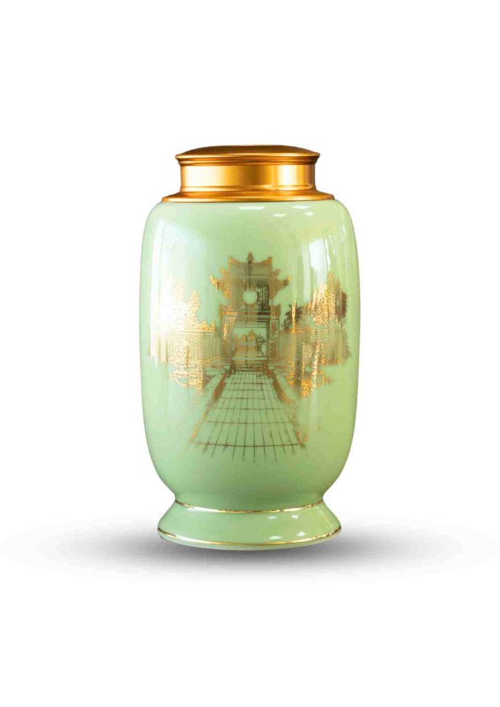 Hũ Trà HT18 - Họa Tiết Khuê Văn Các Vàng Kim