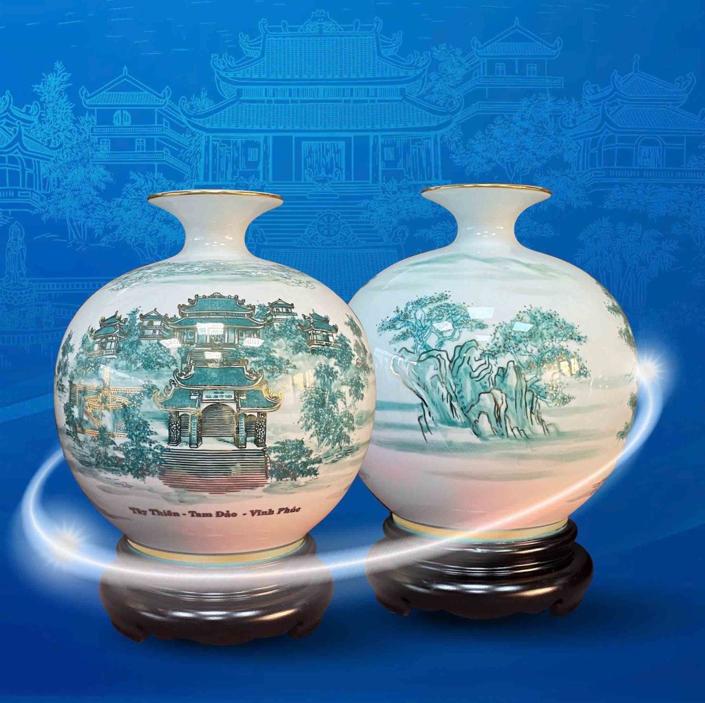 Bình Hút Lộc họa tiết Thiền Viện Trúc Lâm Tây Thiên