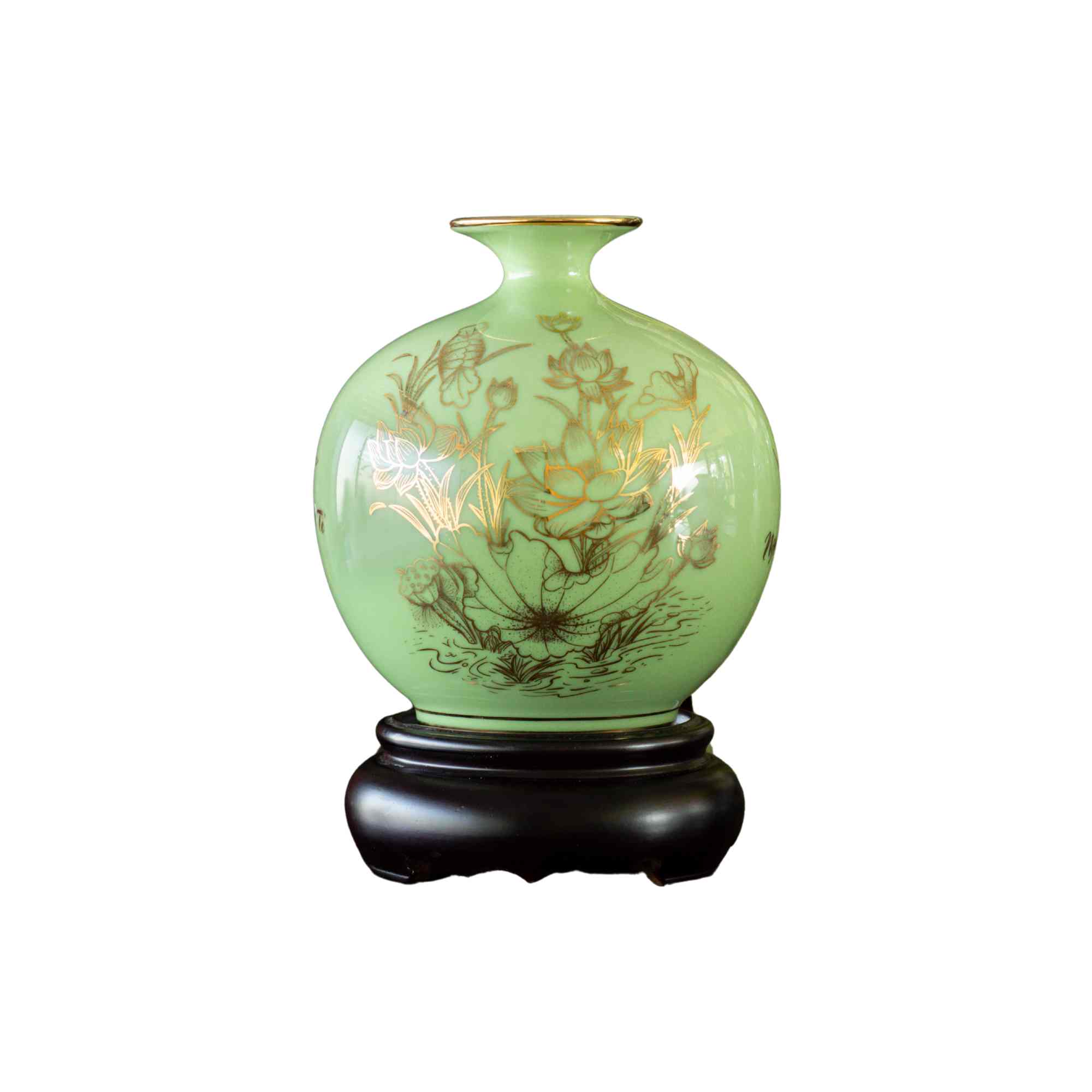 Bình Hút Lộc Hoa Sen Vẽ Vàng Kim - 268s2 Bình Hút Lộc Hoa Sen Vẽ Vàng Kim - 268s2