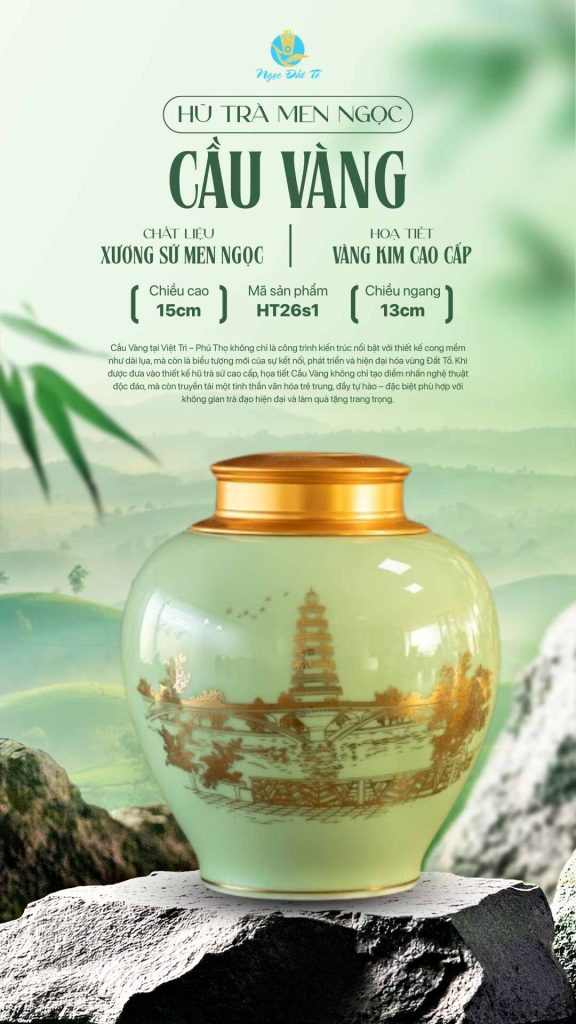 Hũ Trà Men Ngọc 26s1 - Hoạ Tiết Cầu Vàng
