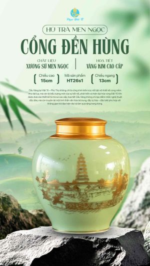 Hũ Trà Men Ngọc 26s1 - Hoạ Tiết Cầu Vàng